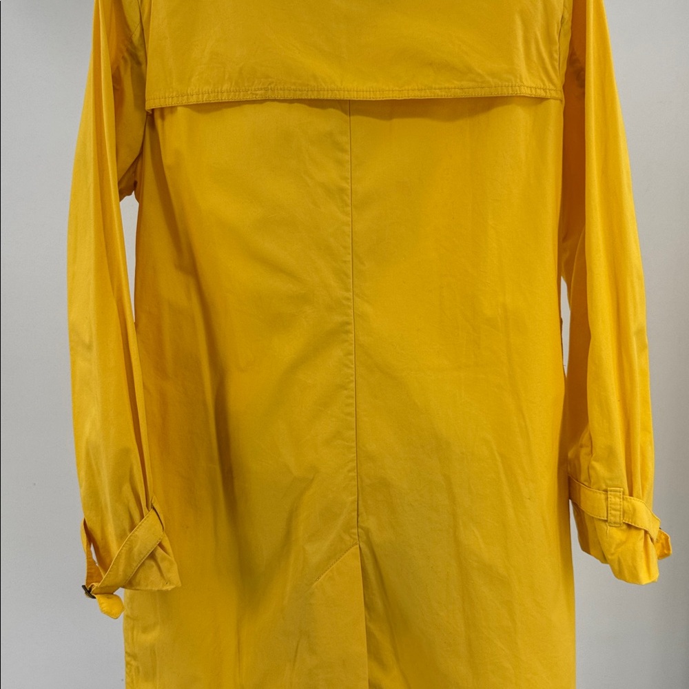 GAP Women's Bright Yellow cotton lightweight peacoat Raincoat L double breast - Picture 4 of 12